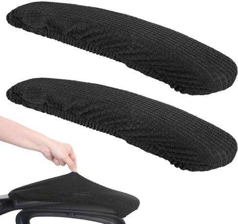 HJZHII 2Pcs Office Chair Armrest Covers, Removable Chair Arm Covers | Stretch Armrest Protectors Universal Elastic Band Short Computer Chairs Arm Cover for Desk Chairs Black