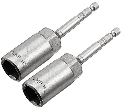 Sourcingmap 2 Pcs 1/4 Quick-Change Hex Shank 17mm Nut Setter Driver Drill Bit, 100mm Length, Metric No-Magnetic