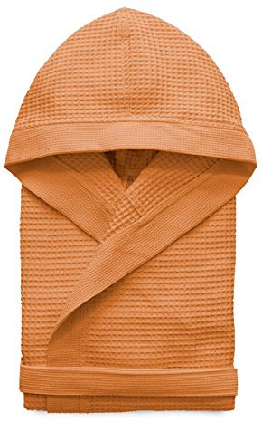 Morbidissimi Accappatoio Nido D’Ape Per Uomo e Donna Con Cappuccio, Cinturino e 2 Tasche, Accappatoi Leggeri Puro Cotone, Pratico e Compatto, S276 (Accappatoio Arancione, S)