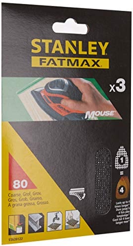 Stanley Fatmax STA39122-XJ Mesh Sanding Sheets for Black+Decker Mouse, 80G, Pack of 3
