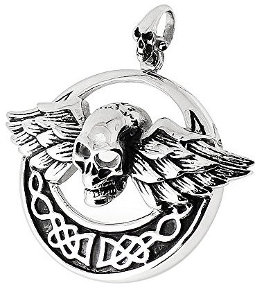 Monster Piercing Stammes-Piraten fliegenden Schädel im keltischen Schild Edelstahl Biker Männer Pedant Schmuck