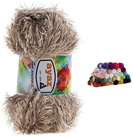 Fransen-Strickgarn Yumos 140m/100g Fancy Garn Strickwolle 40 Farben, Farbe:1257 nerzbeige