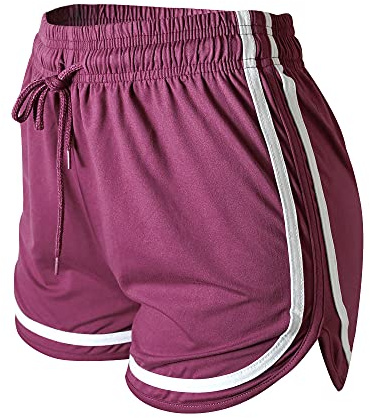VALINNA Women's Athletic Yoga Running Workout Shorts Lounge Short Pants (L/XL (26 - 33), Mulberry)