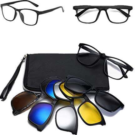 Gshy Polarisierte Sonnenbrille, Clip On Magnet, Rahmen aus Kunststoff, für Nachtfahrten, für den täglichen Gebrauch, 5 Stück, 2201