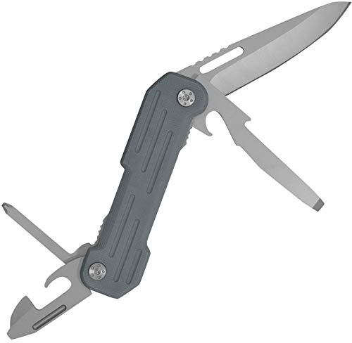 Camillus Unisex – Erwachsene Pocket Block Taschenmesser, 6,4 cm Klinge, 420 Stahl, 5 Funktionen, Dosenöffner, Flaschenöffner, Schraubendreher, Titanium Bonded, grau-blau, 19658, 15,9cm
