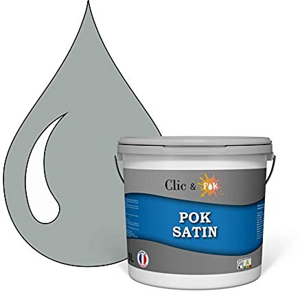 POK SATIN : Peinture Satin Lessivable Gris Moyen 50m² - 5L