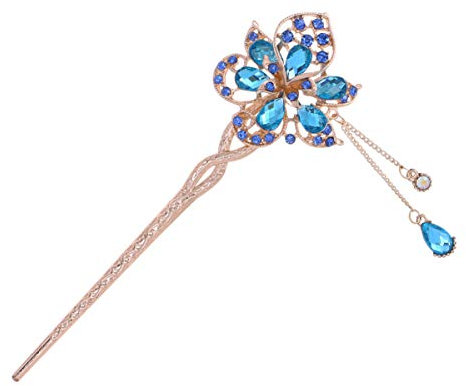 Beaupretty Metall Haarstäbchen Kristall Chinesisch Japanisch Haarschmuck Vintage Retro Haar Essstäbchen Haarnadeln Picks Kopfschmuck Kopfbedeckung (Zufällige Farbe)