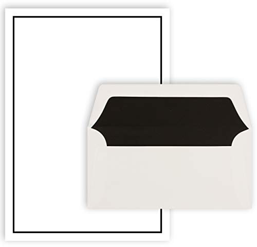 50x Trauerbrief A4 mit Umschlag Din Lang 22 x 11 cm - schwarzer Trauerrand - zeitloses schlichtes Design - Premium Qulität für Traueranzeigen - Trauerdanksagung - Trauerpost