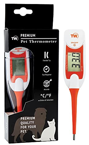 Premium Haustier-Thermometer für Tierbesitzer von Hunden, Katzen, Pferden, flexible digitale Temperatursonde inklusive Tierärztlichen Hobdays Chart