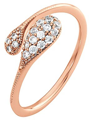 Heideman Ring Adeva Damen aus Edelstahl rosegold farbend matt poliert Damenring für Frauen mit Stein weiss rose vergoldet