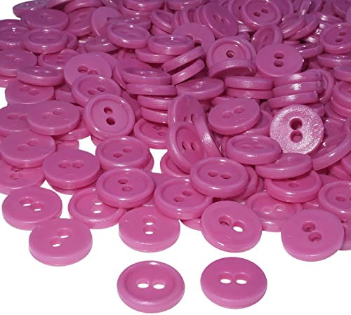 AERZETIX - C56326 - Satz von 100 Knöpfe zum nähen runden Ø11.5x2.2 mm mit 2 löcher - durchmesser der öffnung 2 mm - farbe rosa fuchsia - aus kunststoff - freizeit kreativ dekoration kurzwaren mode