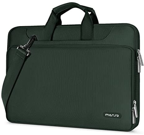 MOSISO 360 Protective Laptop Bag 16 inch, 15-15.6 inch Laptop Shoulder Bag Compatible with MacBook Air 15 M4 M3 M2/Pro 16, HP, Dell, Lenovo, Asus, Matching Color Sleeve with Belt, Emerald Green