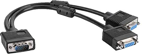 D.Square- Cavo splitter VGA separatore a forma di Y, copia singolo, a doppio schermo, convertitore 1 maschio ingresso a 2 femmine uscite 1080p per duplicazione dello schermo e monitor VGA. 45 cm