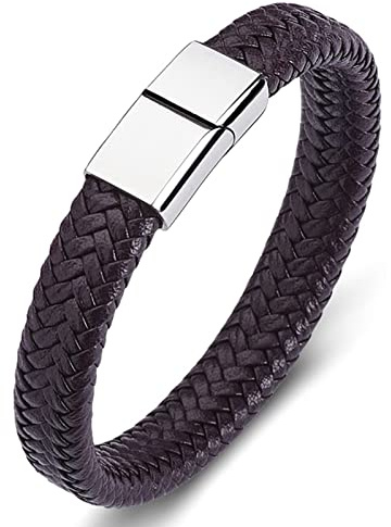 Dsnyu Armreif für Herren, Bunt Herren Armbänder mit Magnet Verschluss, Einfacher Stil Punk Armband Leder für Verlobter