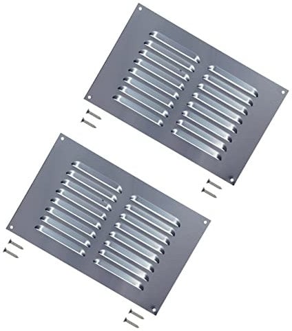 TERF® 9'' X 6'' Aluminium Louvre Air Vents 9'' X 6'' Grill Wall/Door Cover Ventilation Plate including Fixing Screw - Pack of 2