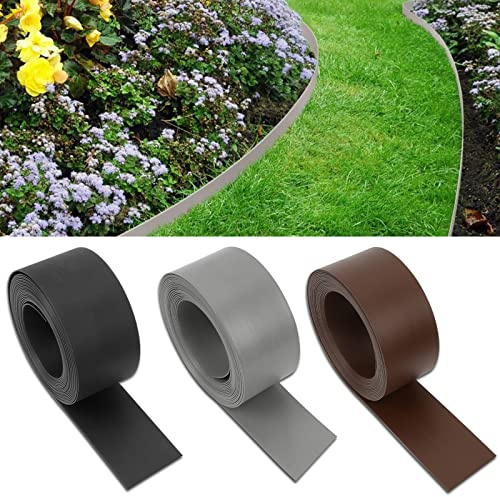 Joparri - Bordure de pelouse grise - 25 m (125/2 mm) - Bordure de jardin - Différentes longueurs disponibles - 10 m, 20 m, 25 m, 30 m, 50 m - En plastique recyclé