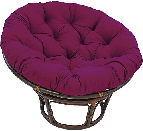 CAZARU Für Innen Balkon Außen Terrasse Hof Garten, überfülltes Rattan Papasan mit Krawatten Stuhlkissen, einfarbige runde, Dicke Ei-Hängematten-Stuhlpolster, lila, 140 x 140 cm