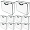PACK4YA Papier-Geschenktüten mit Schleifenband, Geschenktüte mit Henkel für Geburtstag, Hochzeit, Weihnachtsfeier, Einkaufen, Babyparty 27x8x21 cm (Weiß, schwarzer Rahmen, 10 Stück)
