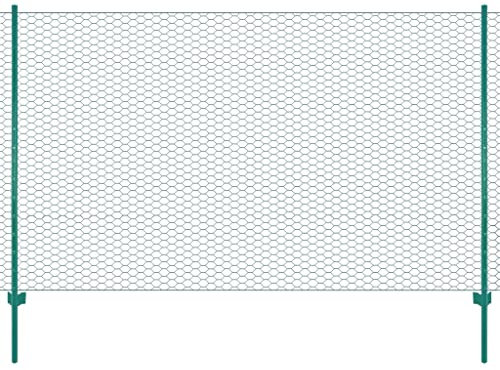 INLIFE Maschendrahtzaun mit Pfosten Stahl 25 x 2 m Grün,32.6kg,144607