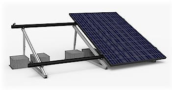 Handelskönig Befestigungsset für 2 Solarmodule hochkant & in Reihe | Schienensystem für Flachdach, Winkel von 15° bis 30° Grad verstellbar, für 2 Module
