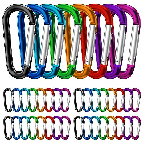 40 STK Karabinerhaken Bunt Karabiner Schlüsselanhänger 40 x 4mm Karabiner Klein Carabiner Set mit Schnapphaken für Rucksack Hundeleine Camping Angeln Reisen (40Stk Karabinerhaken Bunt)