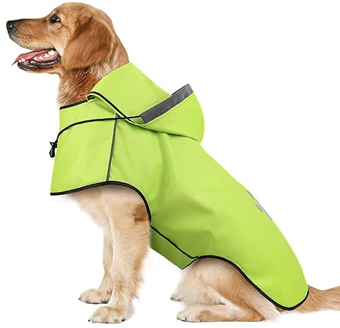 Regenmantel Hund, Reflektierender Hunderegenmantel, Regenjacke Hund Wasserdicht, Verstellbare Regenjacken mit Kapuze für Kleine, Mittelgroße, Groß Hunde, Regencape Hund für Spaziergänge, zum Spielen