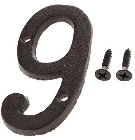 Targa per numero civico in ferro battuto, stile antico, fai da te, numero 9