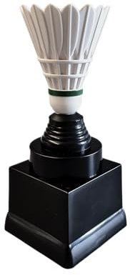 eberin · Federball Pokal · Badminton Trophäe · Siegerpreis · Wanderpokal · Shuttlecock originalgetreu · Pokal mit Wunschgravur · stabiler Kunststoffpokal · Größe 17 cm