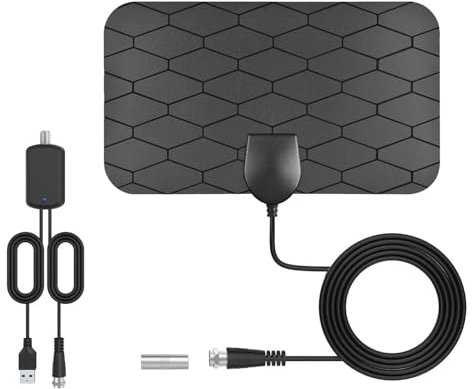 Antenna TV, Antenna TV Interna Digitale 250+ Miglia, Amplificatore Segnale, 4K 1080P, Ricezione HD/VHF/UHF/FM