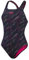 Speedo HyperBoom Allover Medalist Costume da Bagno per Donna, Nero/Rosa, 44 IT
