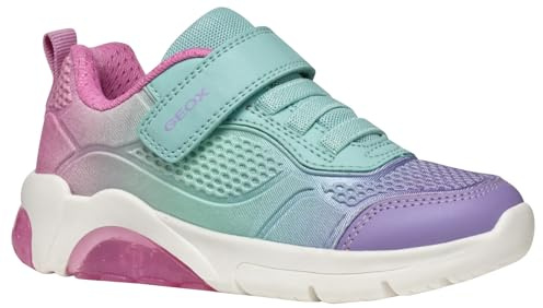 Geox J FADINLIGHT Girl C Sneaker, Aqua/Lilac, 29 EU