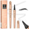 LINXINS Eyebrow Pencil, 3D Waterproof Microblading Eyebrow Pen 4 Fork Tip Tattoo Pencil Long-Lasting Defined Brow Natural Makeup Easy to Remove (Black)