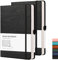 RETTACY Notizbuch Kariert A5 2er Pack - 384 Seiten quadratisches Notizbücher mit 100gsm kariertes Papier, Stifthalter, Innentasche, für Büro Schule Arbeit Frauen Männer 14.5 x 21cm-Schwarz