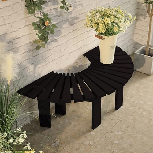 GAMAK Gartenbank Holz Ohne Lehne, Gartenbank Wetterfest Klein, Gartenbank Holz Wetterfest 120 cm | Parkbank Massivholz | Balkonbank für 2 Bis 3 Personen (Color : Black)