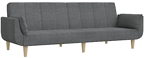 vidaXL Schlafsofa 2-Sitzer, Schlafcouch mit 2 Kissen, Gästebett mit Holzrahmen, Sofabett Tagesbett Couch Sofa Ausziehbar, Hellgrau Stoff
