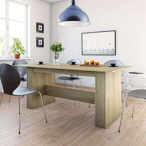 Rantry Esstisch Sonoma-Eiche, 180 x 90 x 76 cm, aus mehrschichtigem Holz, Gartentisch, Terrassentisch, Esstisch, Küchentisch, Gartentisch, Gartentisch