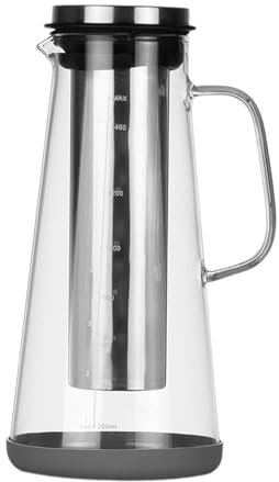 Folpus Pichet hermétique pour cafetière glacée et infuseur à thé avec Bec verseur, Carafe en Verre de 1,5 l