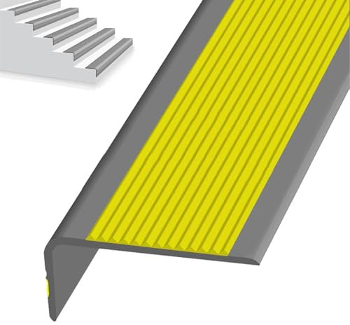 Nez De Marche Profil D'angle PVC Autoadhésif, Tampons D'Escalier De SéCurit, Baguette D'Angle De Protection, Marches AntidéRapantes, pour Escaliers D'intérieur Et D'extérieur ( Color : Grayish yellow