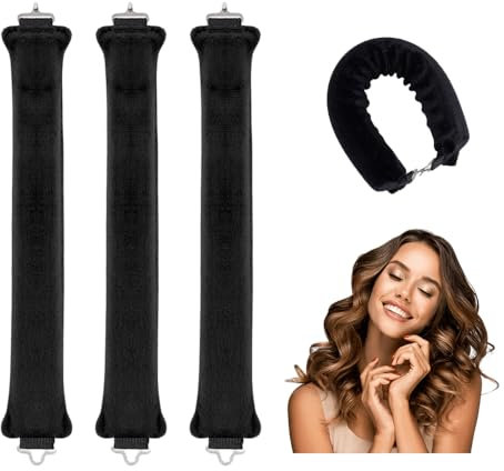HIOQFR Overnight Blowout 3 Rods Hitzefreie Lockenwickler Haar Locken Ohne Hitze über Nacht Heatless Curls Band No Heat Hair Curler Flexi Rods Hair Heatless Curlers Headband Lockennudel Lange. Haare