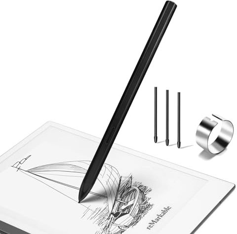 EVACH Remarkable 2 Pen EMR Stylus Compatible with Samsung Galaxy Tab S/Boox Note Air 3 / Wacom Drawing Tablet/Kindle Scribe Premium Pen with 3 Extra Tips - EMR Pen with Eraser Black