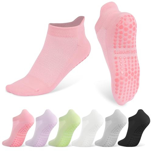 patinadrift Stoppersocken Damen, 6 Paare Yoga Socken Pilates Socken Damen, Antirutsch Socken Rutschfeste Socken Sport für Yoga, Barre, Pilates, Tanz, Trampolin, Fitness (EU 39-45)