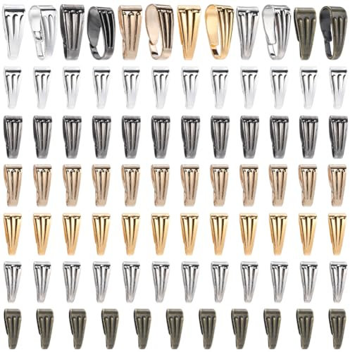 SOFPLATE 1 Box 600Pcs 6 Colors Silver Pinch Clip Clasp Gold Pendant Bails Bulk Snap on Bail Rosegold Iron Hook Claw Clasps Charms Chain Connector for Necklace jewellery Making Bracelets Earrings