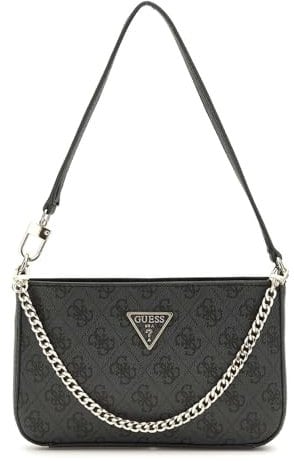 GUESS Damen Noelle Mini Top Zip Shoulder Handtasche, Kohle-Logo