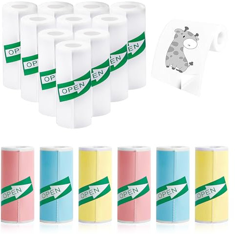 YSDMY 16 Rouleaux Appareil Photo Impression Papier 57 x 25mm Rouleaux de papier thermique,Papier Thermique Auto-adhésif pour mini imprimante thermique Multicolore