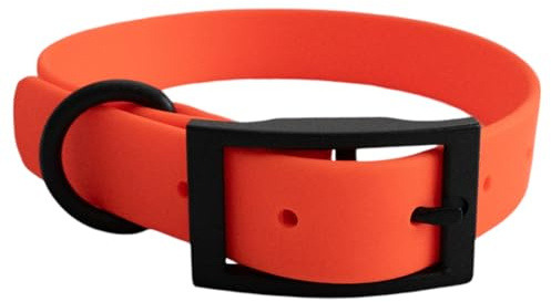 Hundehalsband aus Biothane, abwaschbar, geruchsneutral und pflegeleicht für kleine bis mittelgroße Hunde (Orange, M)
