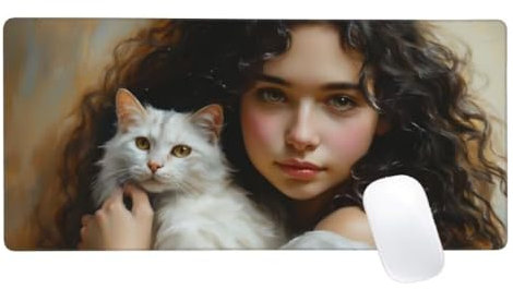 Tappetino Mouse XXL 1500x800, Donna Tappetino Mouse Gatto Tappetino Scrivania, Esteso Tappetino Mouse Gaming Alta Precisione, Impermeabile con Base in Gomma Antiscivolo, per Tastiera Computer Z2-56
