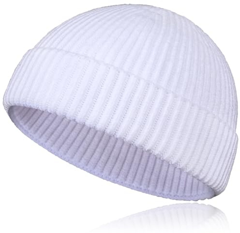 Samserot Kurze Fischermütze aus Wolle für Herren und Damen, Strickmanschette, Trawler, Mütze, Winter, warme Mützen