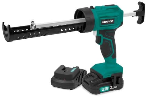 VONROC Akku Kartuschenpresse, Kartuschenpistole NEUES MODELL - 20V - 4 Stufen Durchfluss, Silikonpistole inklusive 2h Akku und Ladegerät