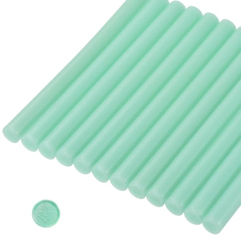 sourcing map 12 Pcs Green Cylinder Sealing Wax Stick Glue Gun Wax Seal Rod Craft Adhesive Waxing for Letter Seal Wax Stamp,Wedding Invitations, Packaging Decoration