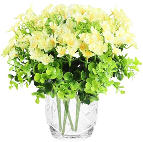 astylishome Faux Flowers for Craft Artificial Flowers Fake Silk Daisy Flower for Indoor and Outdoor Decorative Shrubs Plants Plastic UV Resistant Flowers for Garden 3408